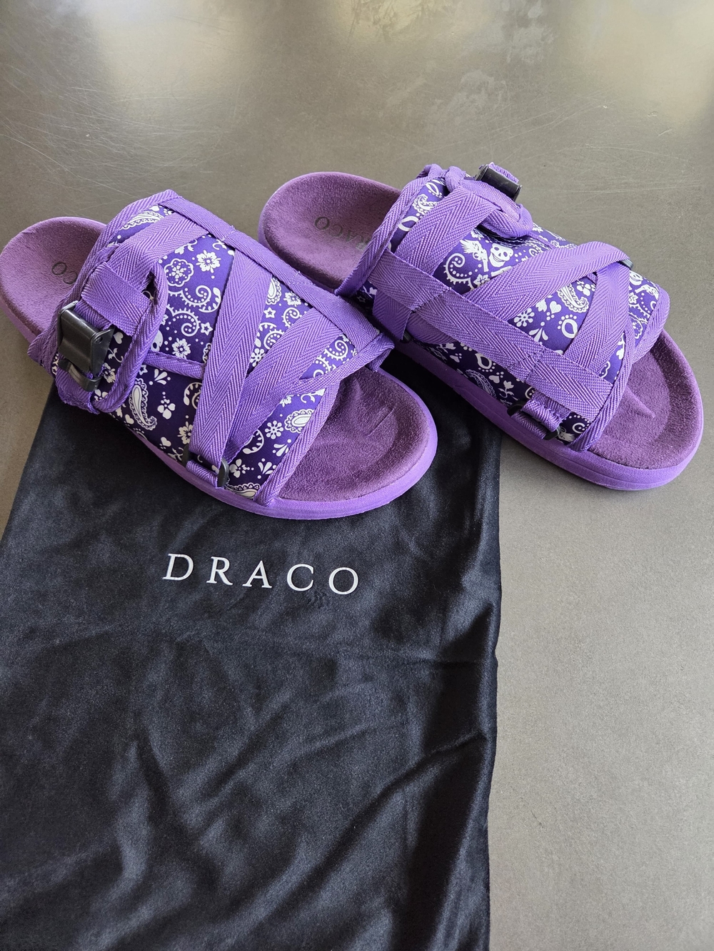 Draco Purple Bandana Print Slide Sandals Size 11-12